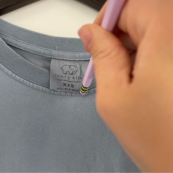 Ivory Ella Muted Blue Long sleeve Crew - Picture 2 of 6